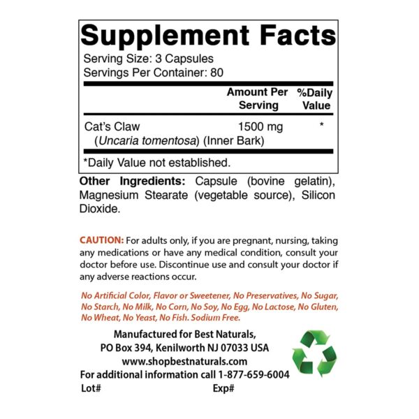 Cápsulas naturales Uña de Gato y Astrágalo Best Naturals