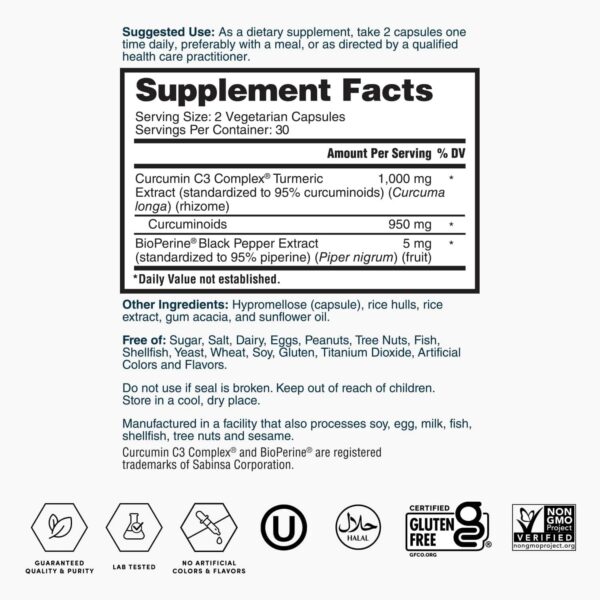 Capsulas Nature's Lab extracto cúrcuma alta potencia