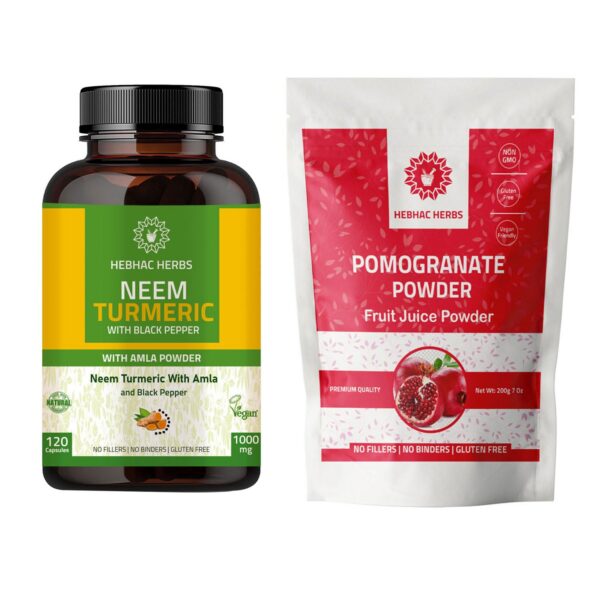 Cápsulas Neem Cúrcuma con Amla y jugo de granada Hebhac Herbs