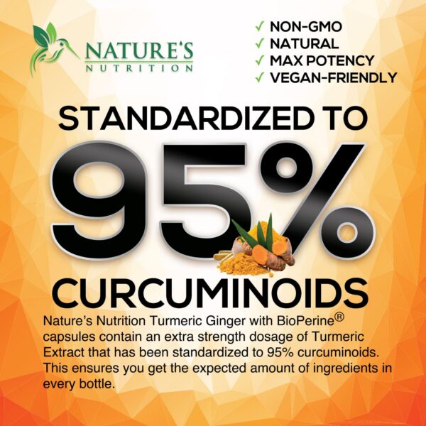 Cápsulas negras Nature's Nutrition con curcuminoides y BioPerine