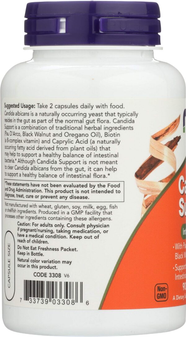 Cápsulas NOW Apoyo para Cándida vista cerca