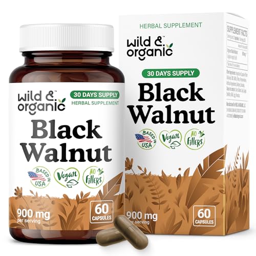 Cápsulas de nuez negra Wild & Organic 900mg para desintoxicación