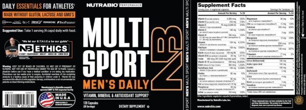 Cápsulas NutraBio Multisport vitaminas para hombres