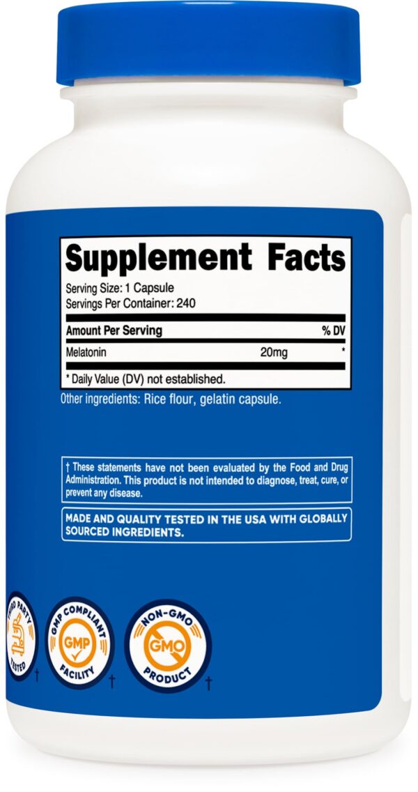 Cápsulas Nutricost melatonina 20mg paquete de 240 unidades