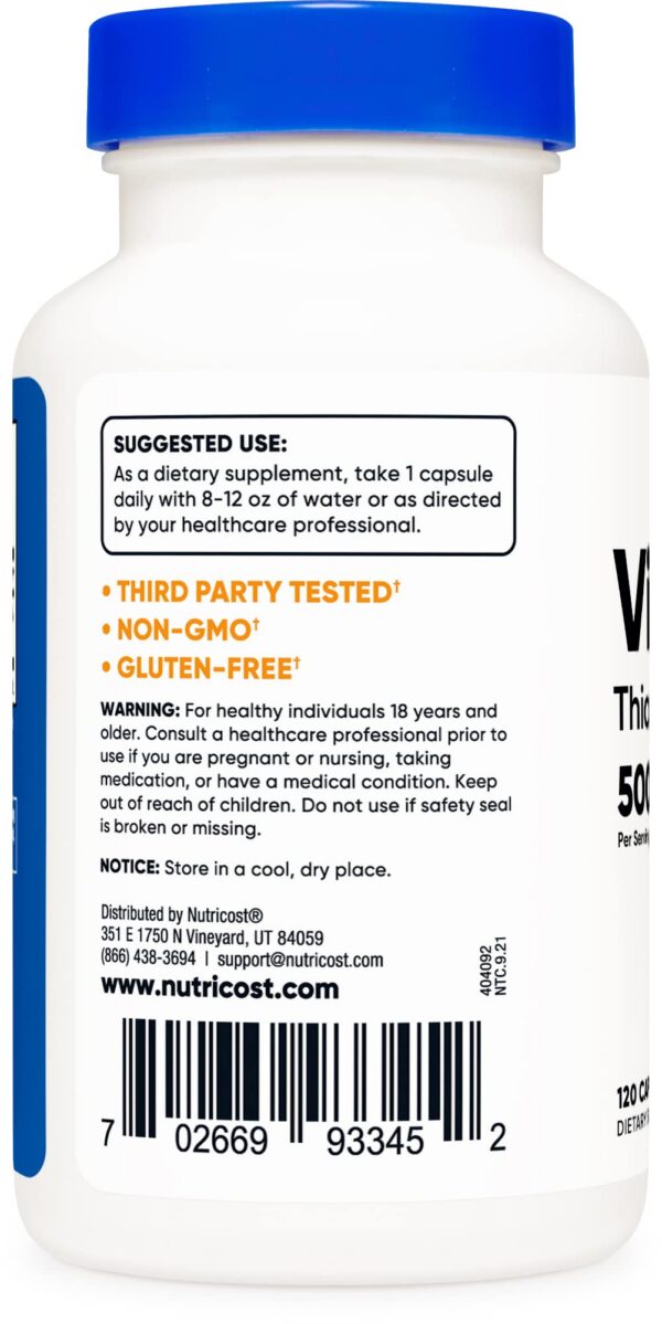 Cápsulas Nutricost vitamina b1 500 mg