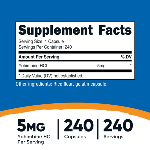 Cápsulas Nutricost Yohimbina HCl para energía y enfoque