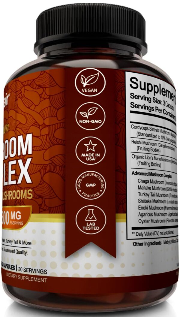 Cápsulas NutriFlair suplemento 10 hongos para enfoque y salud