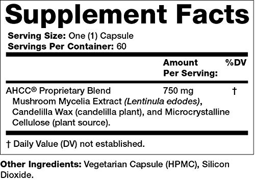 Cápsulas Olympian Labs AHCC 750mg en mano