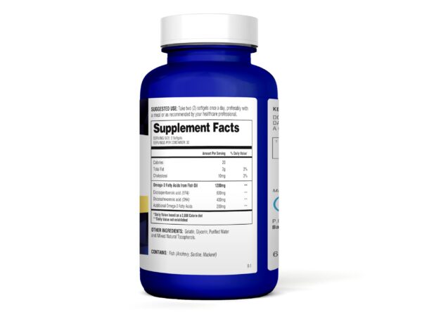 Cápsulas Omega3 visibles dentro del frasco