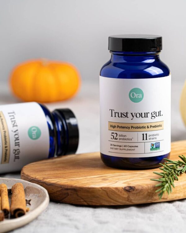 Cápsulas Ora Organic veganas y resistentes al ácido para intestino sano