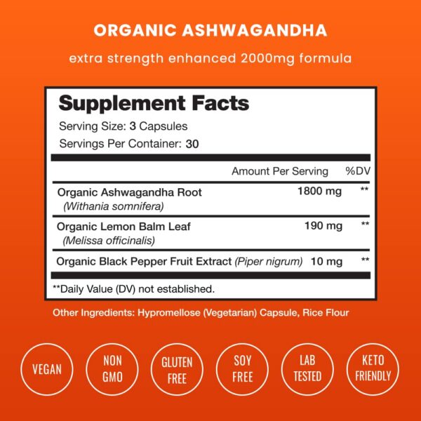 Cápsulas orgánicas de ashwagandha NutraChamps lado derecho