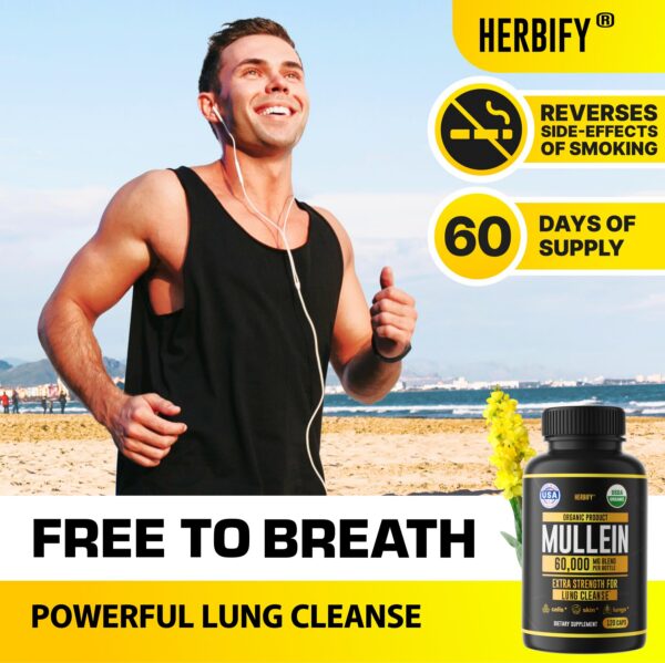 Cápsulas orgánicas de gordolobo HERBIFY para limpieza pulmonar