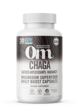 Cápsulas orgánicas de hongo Chaga OM paquete frontal