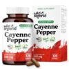 Paquete de cápsulas orgánicas de pimienta cayena 500 mg veganas