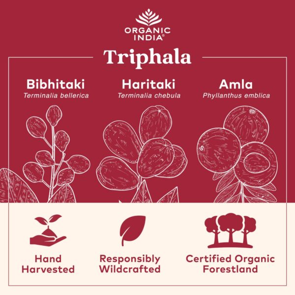 Version 1.0.0 Cápsulas orgánicas Triphala Herbal Organic India cuerpo y mente