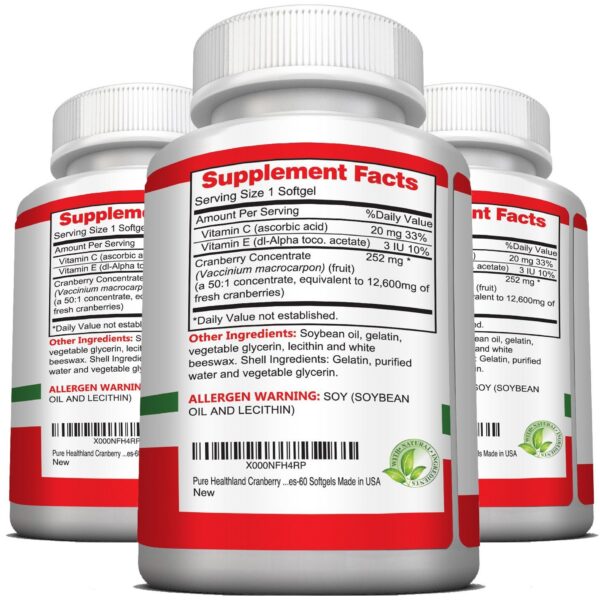 Cápsulas pequeñas fáciles de tragar Pure Healthland arándano triple