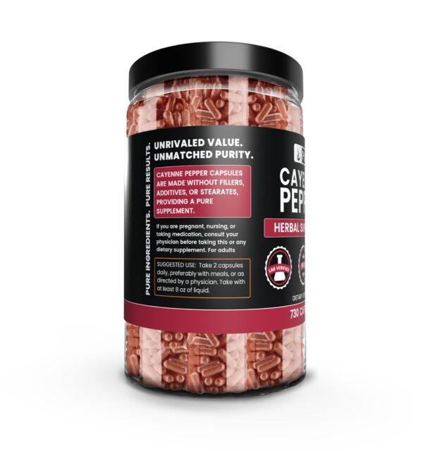 Version 1.0.0 Cápsulas de pimienta de cayena pure original ingredients vista lateral