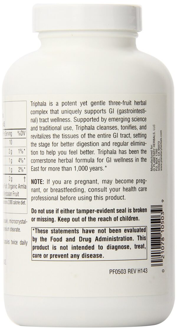 Cápsulas Planetary Herbals Triphala 500 mg paquete doble
