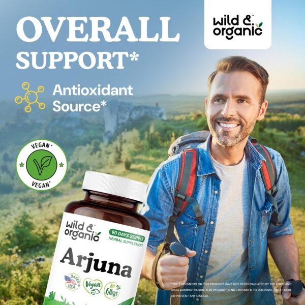 Cápsulas de polvo de corteza de arjuna Wild & Organic veganas