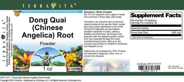 Cápsulas y polvo raíz Dong Quai TerraVita