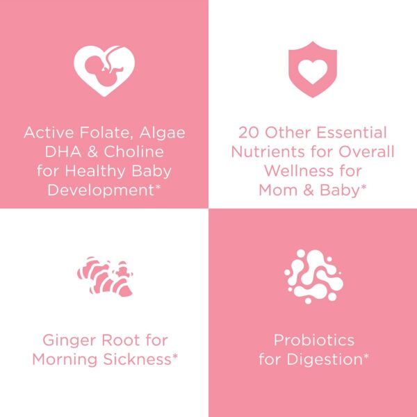 Multivitamínico prenatal con nutrientes esenciales para bebés