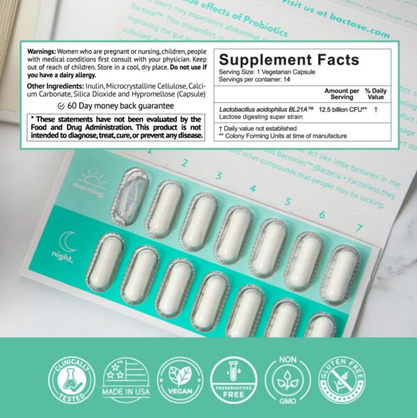 Version 1.0.0 Cápsulas probióticas Bactose para intolerancia a la lactosa