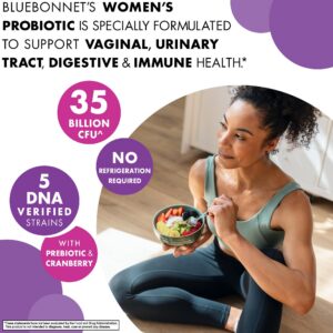 Detalle de cápsulas probióticas BlueBonnet para mujeres