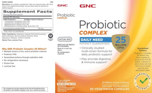 Cápsulas probióticas GNC fórmula multicepa activa