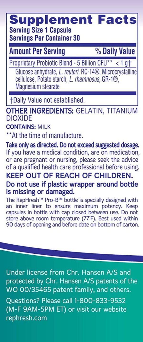 Cápsulas probióticas Rephresh Pro-B paquete doble