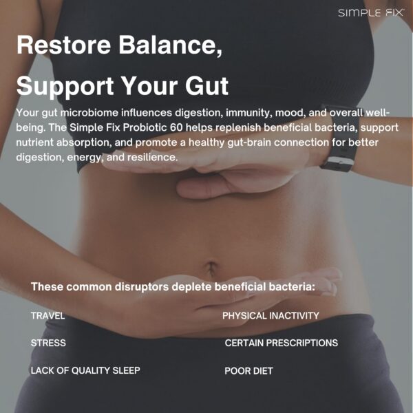 Cápsulas probióticas The Simple Fix 60 mil millones CFU