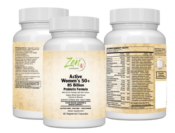 Cápsulas probióticas Zen Supplements para mujeres activas mayores de 50