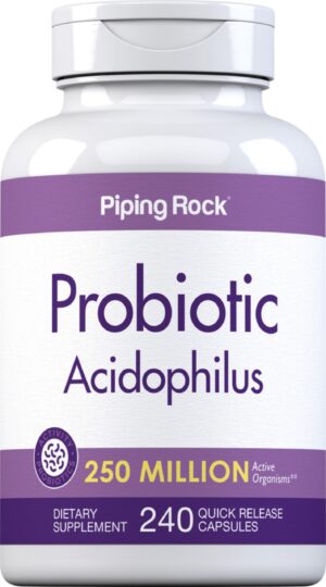 Cápsulas de Probiótico Acidophilus Piping Rock en envase