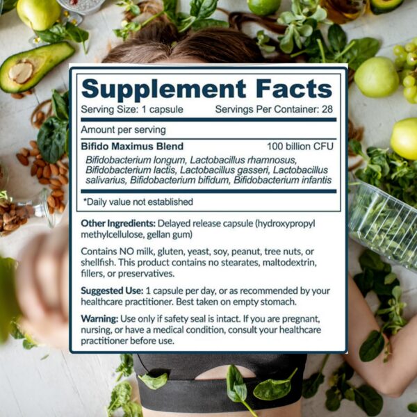Cápsulas de probióticos Bifidobacterium longum 100 mil millones UFC