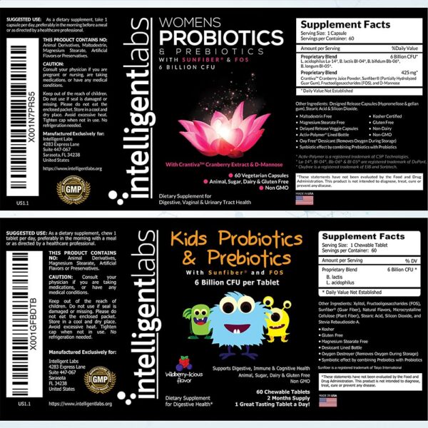 Cápsulas probióticos para mujeres con prebióticos y extracto de arándano