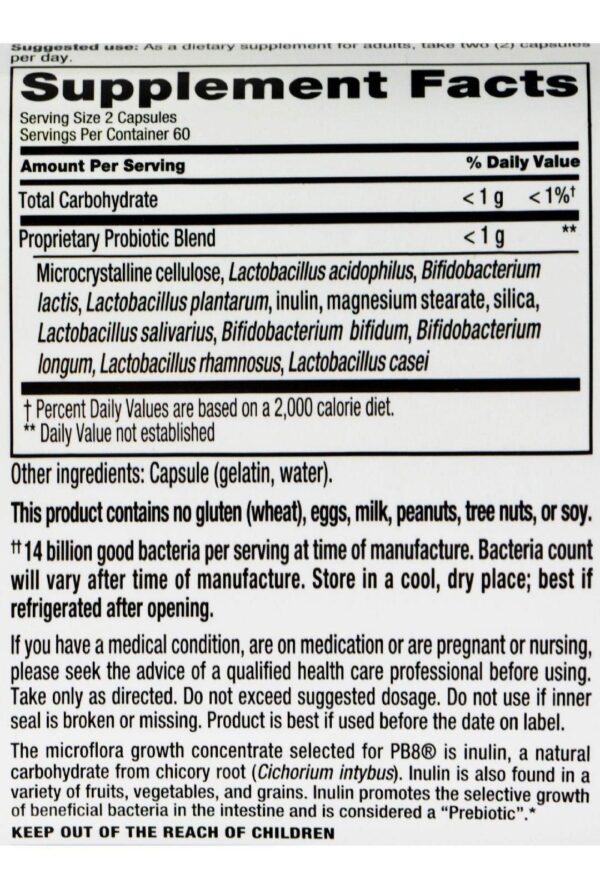 Cápsulas de probióticos Nutrition Now Pb8 Acidophilus