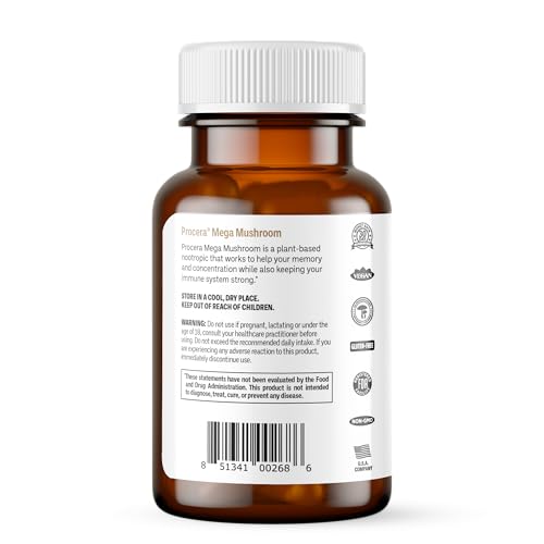 Cápsulas de Procera Mega Mushroom para energía y claridad mental