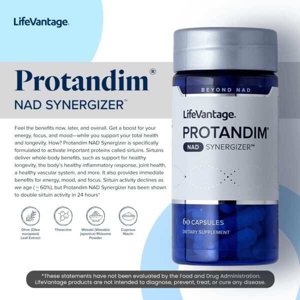 Cápsulas Protandim NAD Synergizer para enfoque y bienestar