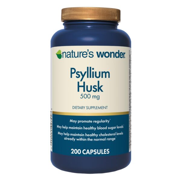 Botella de cápsulas de psyllium 500 mg Nature's Wonder