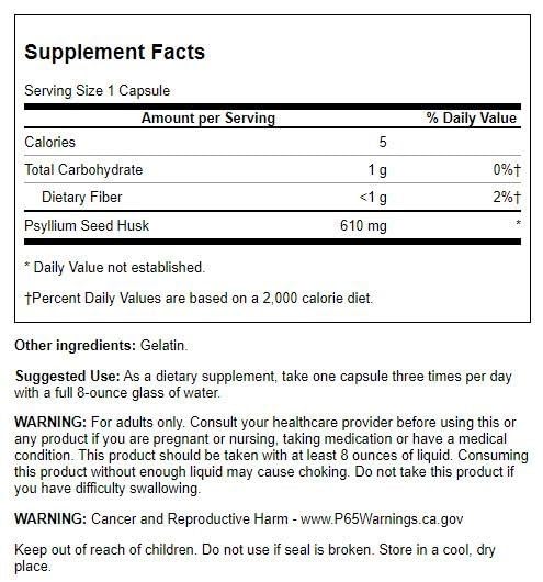 Cápsulas psyllium para fibra y digestión saludable