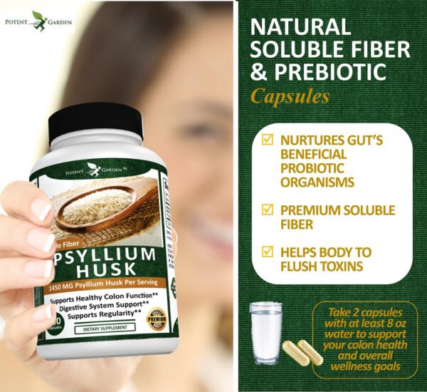 Cápsulas de psyllium para salud digestiva Potent Garden