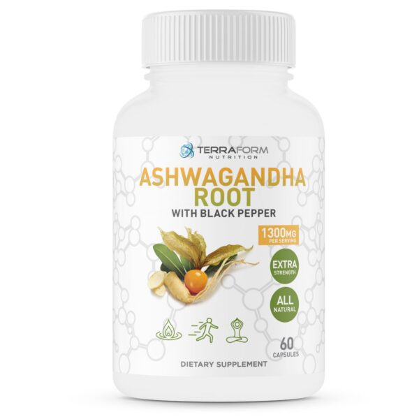 Cápsulas puras Ashwagandha Terraform Nutrition con pimienta negra