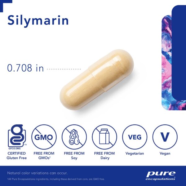 Cápsulas Pure Encapsulations silimarina antioxidantes para hígado