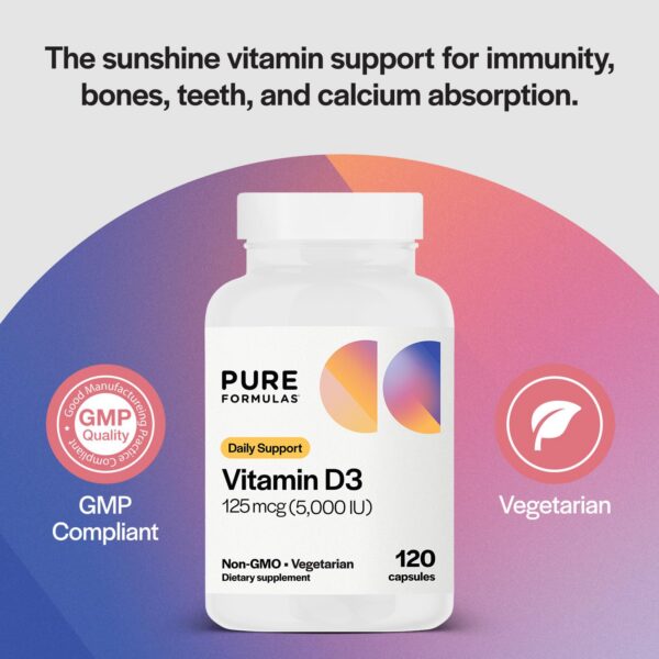 Cápsulas PureFormulas Vitamina D3 5000 UI