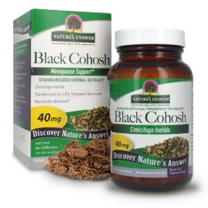 Cápsulas vegetales de raíz de Cohosh negro Nature's Answer botella