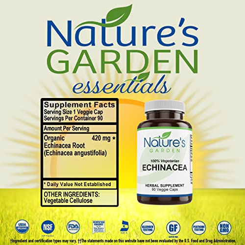 Cápsulas vegetales de raíz de echinacea orgánica Nature's Garden