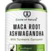 Cápsulas naturales de raíz de maca, ashwagandha, cúrcuma y bioperina