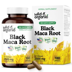 Cápsulas de raíz de maca negra Wild & Organic.