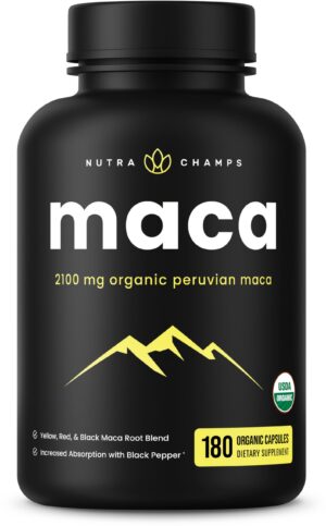 Cápsulas de Raíz de Maca Orgánica USDA 2100mg