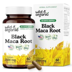 Botella de cápsulas de raíz negra de maca orgánica 60 veganas