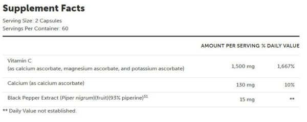 Cápsulas RetzlerRx Synergy C 1500 mg alta potencia vitamina C